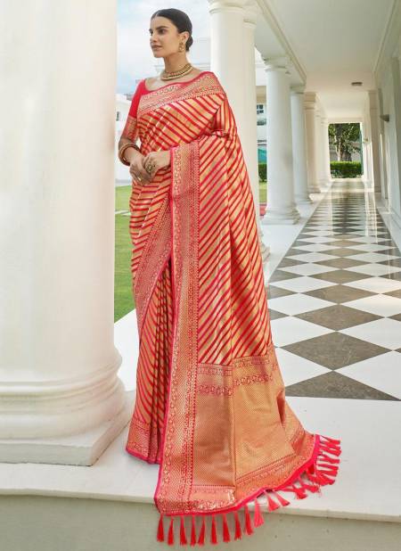 Pink Colour RAJYOG ANANYA SILK Designer Heavy Wedding Wear Pure Silk Stripe Paithani Printed Saree Collection 5503